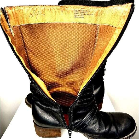 Naya Womens Leather Boots B3196L1001 Sabre Riding Tall Heels Zipper Black 8M - Picture 10 of 16